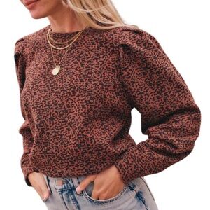 Marine Layer Enya Puff Animal Print Sweater size S